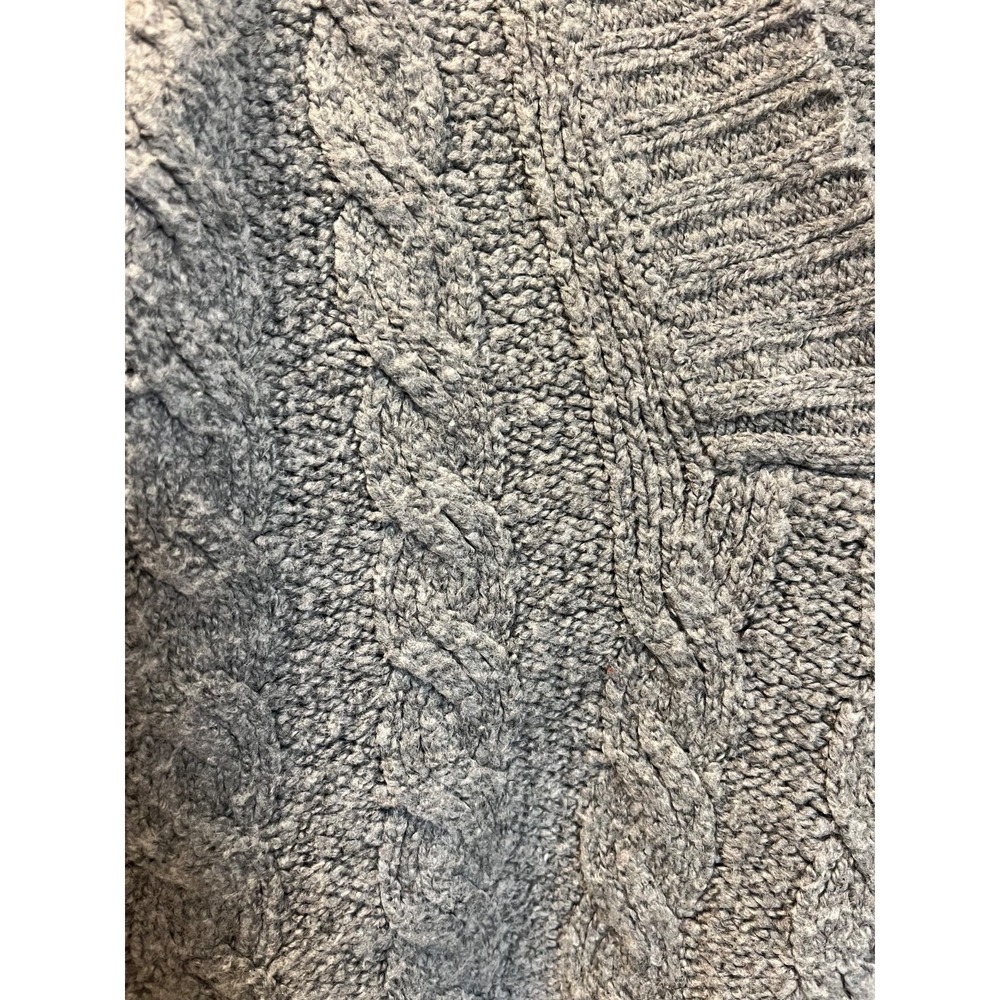 American Eagle Outfitters Gray Hooded Cable Knit V-Neck Sweater Long Sleeve XS - Picture 2 of 7